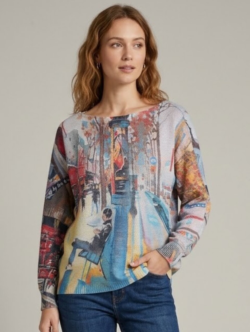 Abstract Cityscape Multicolor Women's Oversized Sweater